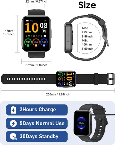 Vista 8 de Relojes inteligentes para mujeres y hombres con Bluetooth llamadas telefónicas compatibles con teléfonos iPhone/Android, monitor de ritmo cardíaco