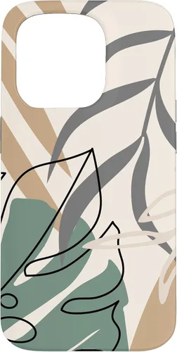 Vista 14 de Funda abstracta minimalista exótica para iPhone 16 Tropical Botanical Beige Brown