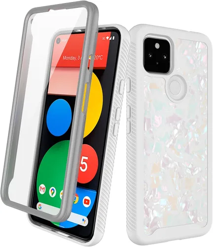 Vista 16 de Funda para Google Pixel 5a 5G con protector de pantalla integrado (no para Google Pixel 5), Rosebono Hybrid Gradient Transparente Suave TPU Clear