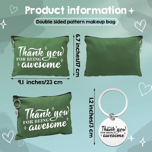 Vista 2 de Panelee 48 bolsas de maquillaje de graduación para profesores, a granel y llaveros, regalo motivacional para mujeres, bolsas de cosméticos