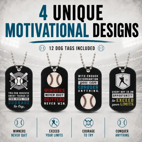 Vista 2 de Inkstone Collares de béisbol con etiqueta de perro Motivacional Be The Game Changer Paquete de 12 Regalo alentador para estudiantes, equipos