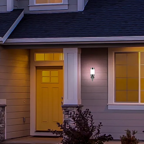 Vista 9 de Cabilock 2 luces solares de pared LED de acero inoxidable, iluminación al aire libre para jardín, patio, valla patio con iluminación brillante