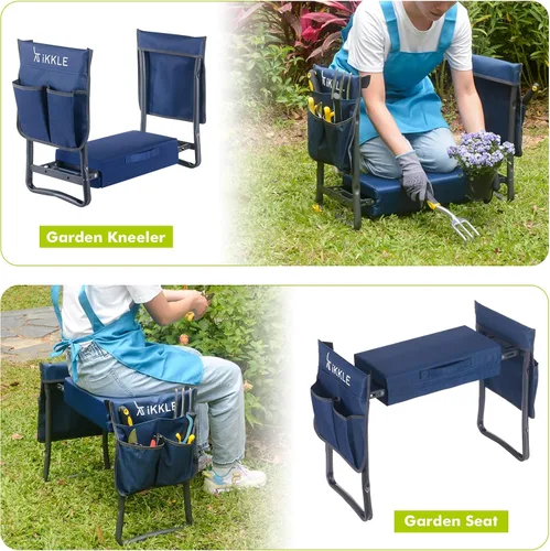 Vista 6 de ikkle Asiento de jardín resistente y taburete de jardinería – Almohadilla de rodillas desmontable más gruesa y más ancha – Regalo para mujeres