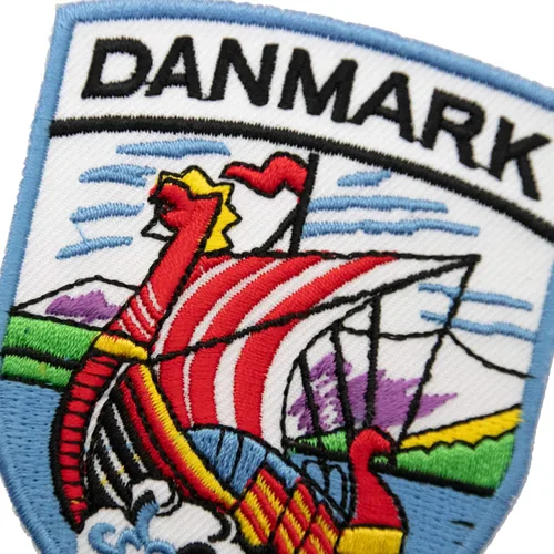 Vista 7 de A-ONE - Parche de escudo de barco dragón de Dinamarca + insignia bordada de la bandera de Dinamarca + pin de solapa de la bandera de Dinamarca