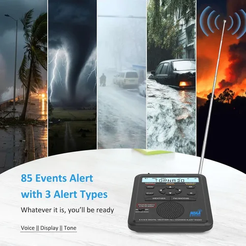Vista 11 de DreamSky Radio meteorológica NOAA Alerta con batería de reserva y radio FM