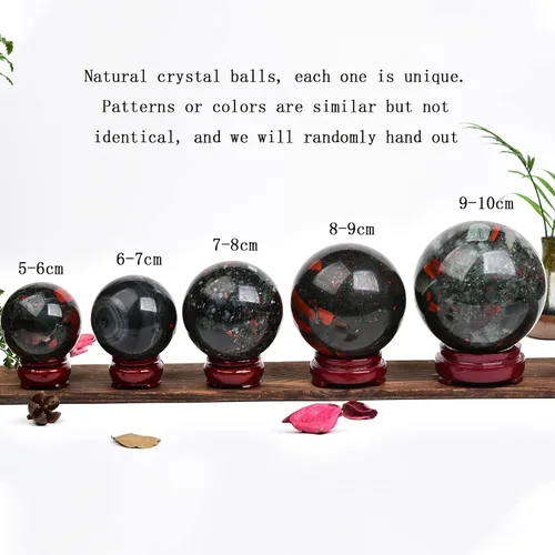 Vista 5 de JIC Gem Piedra Natural de Jaspe Africano Cristal de Curación Esfera Adivinación Bola de Piedra Preciosa, Feng Shui Reiki Aura Decoración