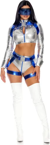 Vista 3 de Forplay Disfraz de astronauta sexy Galaxy Trip para mujer, plateado