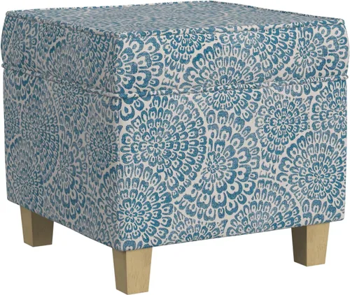 Vista 14 de HomePop Otomana Clásica Cuadrada de Almacenamiento con Tapa Desmontable Otomana con Almacenamiento para Sala de Estar y Dormitorio, Patrón de Negro