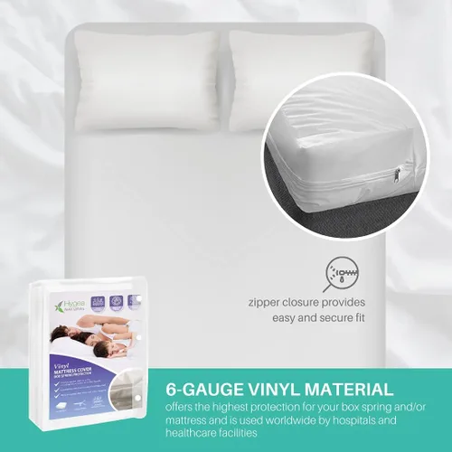 Vista 5 de Colchón de vinilo de calibre 6/funda de somier, funda impermeable, perfecto para mojar la cama (California Long Twin)