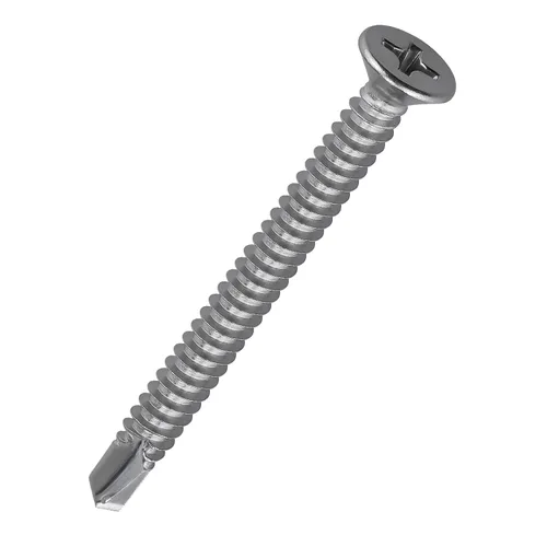 Vista 12 de Tornillos de chapa de cabeza plana Phillips #6 x 1, tornillos autoperforantes de acero inoxidable 410 para metal, cabeza avellanada, Phillips Drive