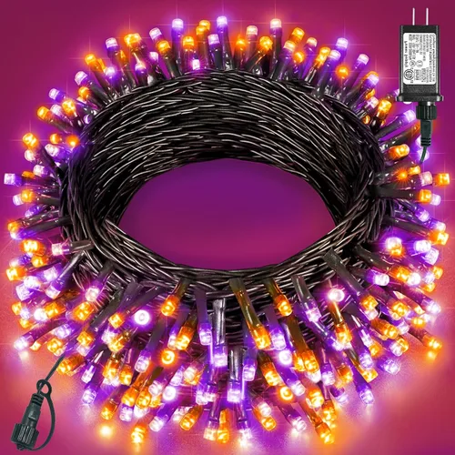 Vista 21 de Tira de luces LED de Navidad de 40 pies para exteriores, luces rojas y blancas de Navidad impermeables, 8 modos y temporizador, luces de árbol