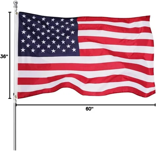 Vista 8 de Bandera americana de 2 x 3 pies para interiores y exteriores - Banderas de Estados Unidos de poliéster y nailon - Bordes de doble costura con ojales