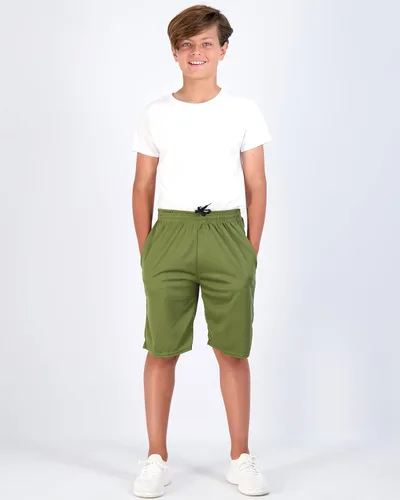Vista 3 de Real Essentials Pantalones cortos de baloncesto para niños, con malla y bolsillos, 5
