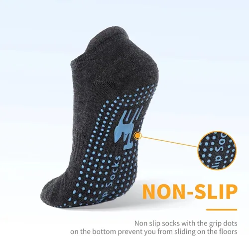 Vista 5 de 4 pares de calcetines antideslizantes para pilates, yoga, barre ballet, danza, calcetines antideslizantes para mujeres y hombres