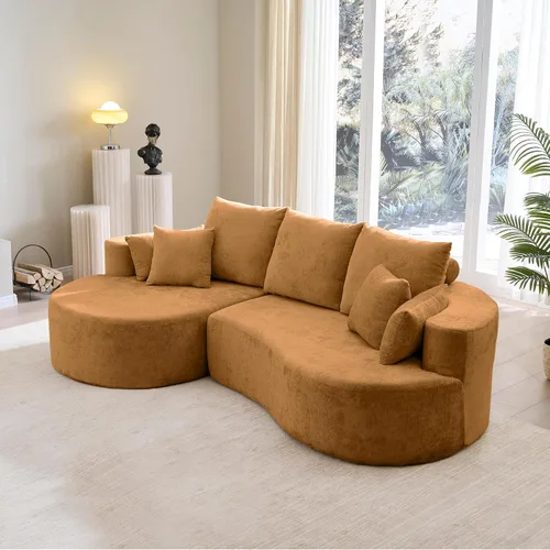 Vista 12 de Christopher Knight Home Carden - Sofá modular curvado de 106 pulgadas, cómodo sofá tapizado de tela con diván, moderno sofá nube con asiento Negro