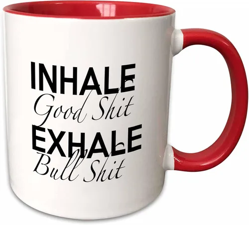 Vista 12 de 3dRose Tory Anne Collections Quotes - INHALE GOOD SHIT EXHALE BULL SHIT - Tazas (mug_222139_4)