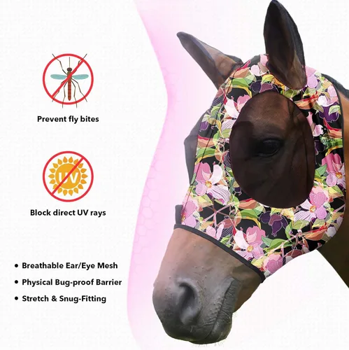 Vista 3 de Harrison Howard Máscara elástica súper cómoda para moscas con gran espacio para los ojos con protección UV, suave para la piel con transpirabilidad
