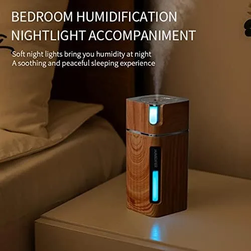 Vista 4 de Humidificador de escritorio de 10.1 fl oz, humidificador de aire portátil USB con luz, humidificador ultrasónico de escritorio, mini humidificador