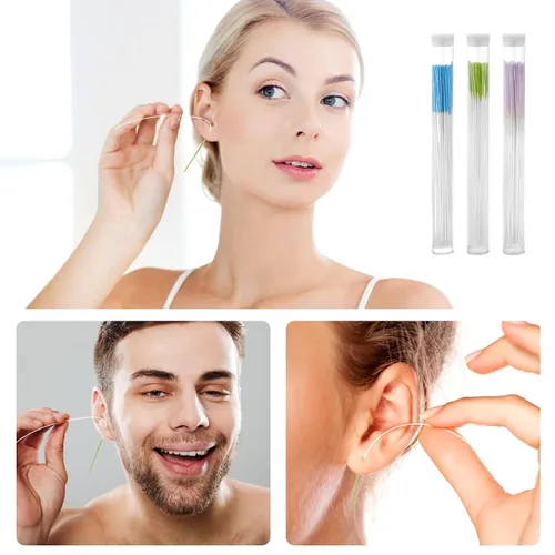 Vista 5 de Kit de 180 piezas para el cuidado de las orejas, aretes desechables, limpiador de agujeros, herramienta de limpieza de perforación de oído, línea