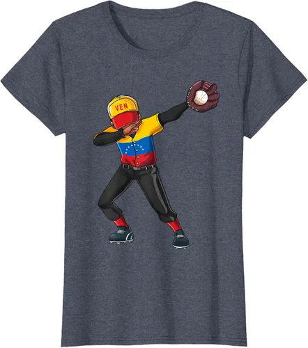 Vista 59 de Baseball Dabbing Venezuela Player Catcher Pitcher Hombres Niños Camiseta, Negro