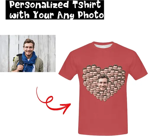 Vista 3 de Camiseta personalizada con caras para hombres, camisetas divertidas personalizadas para novio, camiseta personalizada, gran regalo