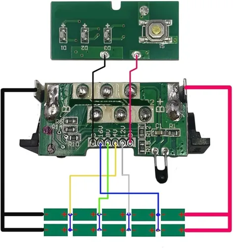 Vista 3 de Carcasa de batería de repuesto para DeWalt DCB208 18V – 10-Cell 21700 Kit de reparación de bricolaje (batería no incluida)