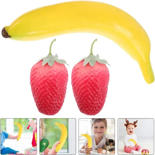 Vista 5 de Martillo de arena de plátano fresa para niños Maracas musical arena agitador ruidoso educación temprana instrumentos musicales para niños o recién