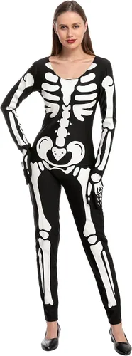Vista 2 de Spooktacular Creations Disfraz de esqueleto para mujer con patrones brillantes para fiesta de disfraces de Halloween