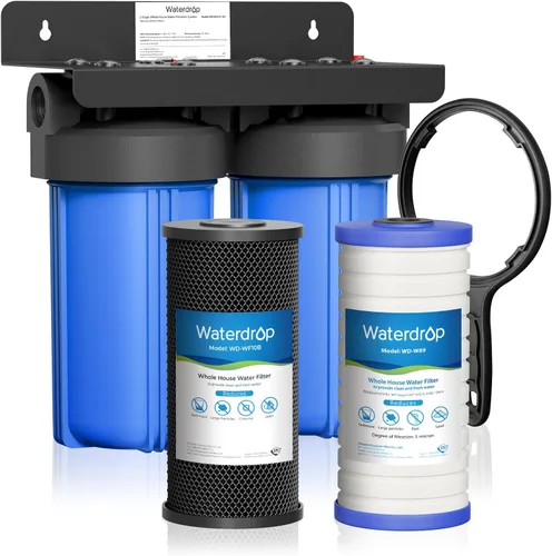 Vista 13 de Waterdrop Sistema de filtro de agua para toda la casa de 2 etapas, con filtro de sedimentos de metales pesados y anti-incrustaciones, reduce