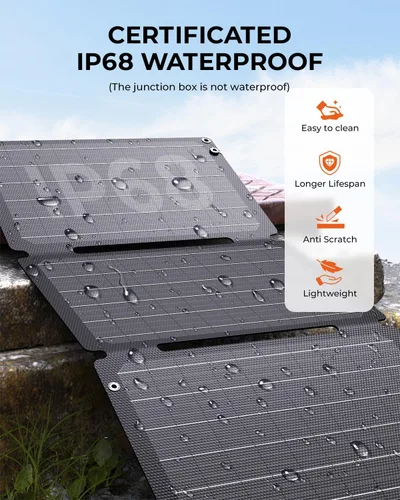 Vista 4 de Cargador de panel solar BigBlue de 30 W [Actualizado] con carga rápida USB-A y USB-C, puertos DC, SolarPowa 30 panel solar portátil, resistente al
