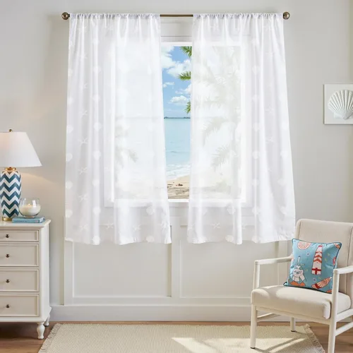 Vista 10 de Jinchan - Cortinas traslúcidas color azul costero de 63 pulgadas con bolsillo para barra, 2 paneles Mar azul
