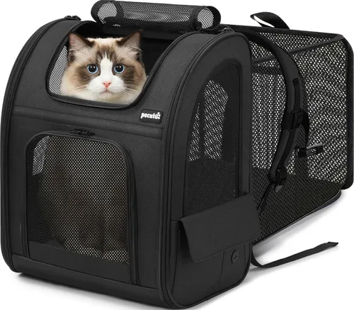 Vista 13 de Pecute - Mochila para mascotas, extensible con malla transpirable para perros pequeños, gatos, mochila para mascotas, para senderismo, viajes