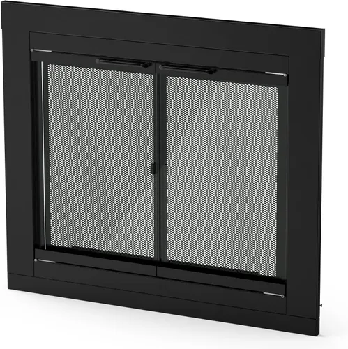 Vista 9 de Stanbroil - Puerta de cristal plegable para chimenea, color negro, grande
