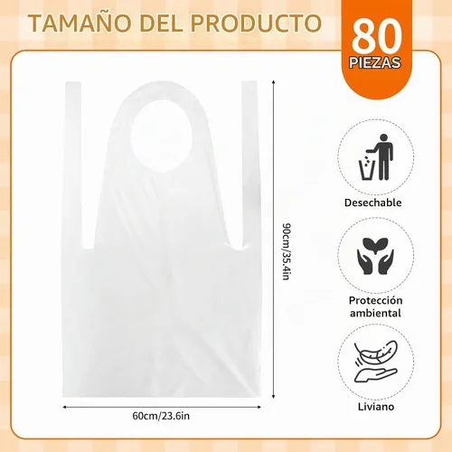 Vista 2 de Delantales desechables para adultos, delantales grandes