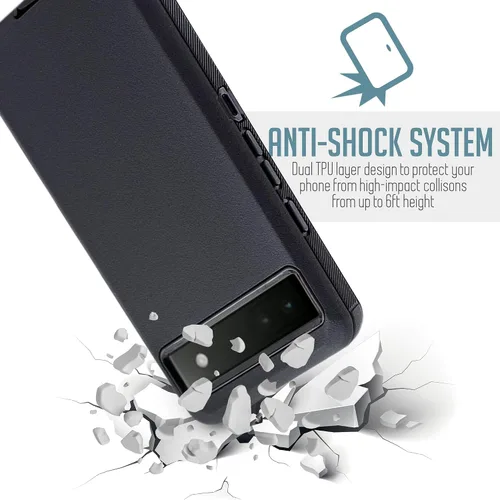 Vista 4 de Funda para Google Pixel 6A 5G 2022 [grado militar] con funda de clip para cinturón, funda protectora resistente a prueba de golpes, resistente al