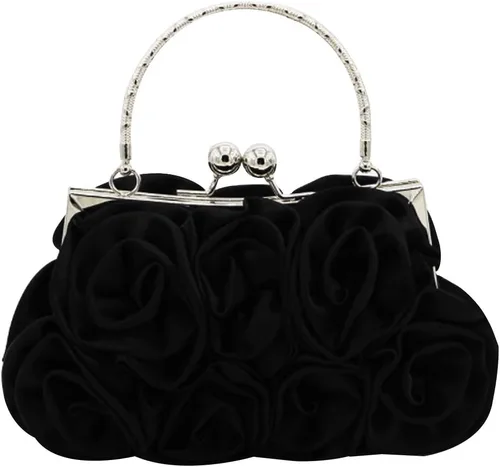 Vista 8 de Buddy - Bolso de mano de satén suave para mujer, con forma de rosa, para boda, fiesta