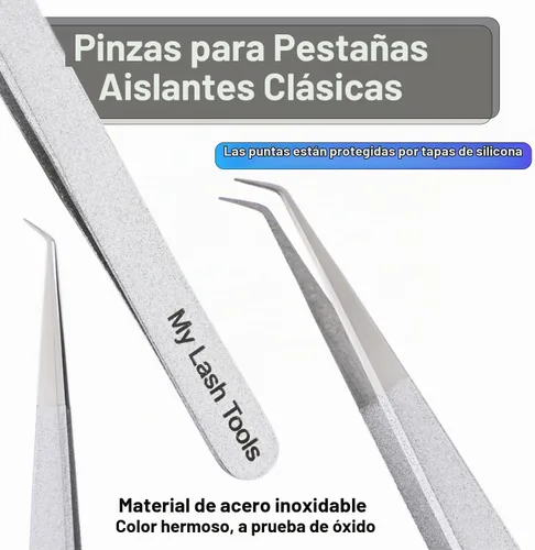 Vista 7 de Pinzas curvadas para pestañas aislantes, 5.5 in Plateado