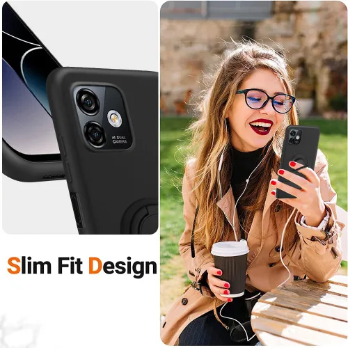 Vista 3 de Para Ulefone Note 16 Pro Funda De Teléfono Con Protector De Pantalla De Vidrio, Soporte De Anillo Giratorio De 360 ° Soporte Magnético De Silicona