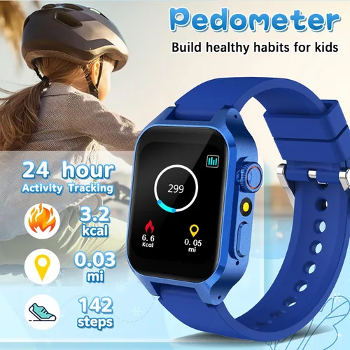 Vista 6 de Reloj inteligente de juego para niños con 32 juegos, cámara telescópica, podómetro, alarma, video, música, audiolibro, tarjeta de aprendizaje