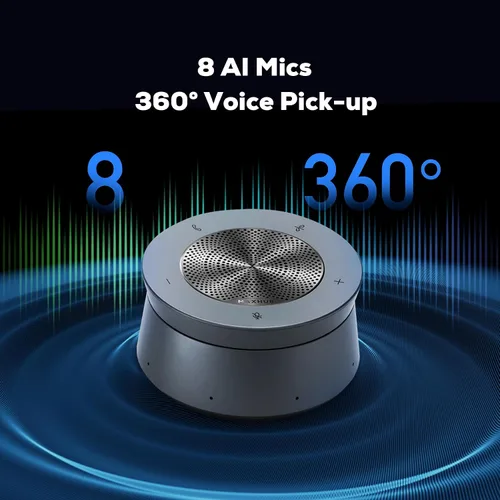 Vista 3 de MAXHUB Altavoz BM45 para conferencias, altavoz de reunión y micrófono para conferencias de audio, matriz de 8 micrófonos 360° de captación de sonido
