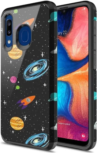 Vista 6 de Rosebono - Funda compatible con Samsung Galaxy A20/A30/A50, funda rígida híbrida delgada, a la moda, linda funda de silicona colorida para Samsung