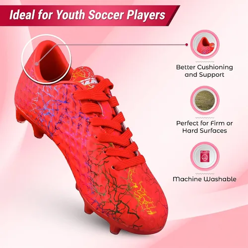 Vista 4 de Vizari Zodiac Firm Ground Soccer Cleats Boys Girls Lightweight Youth Football Shoes Durable Molded TPU Outsole Superior Traction on Grass & Turf