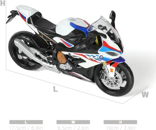 Vista 2 de 1:12 Modelo de motocicleta de juguete compatible con BMW S1000RR blanco MD004-blanco