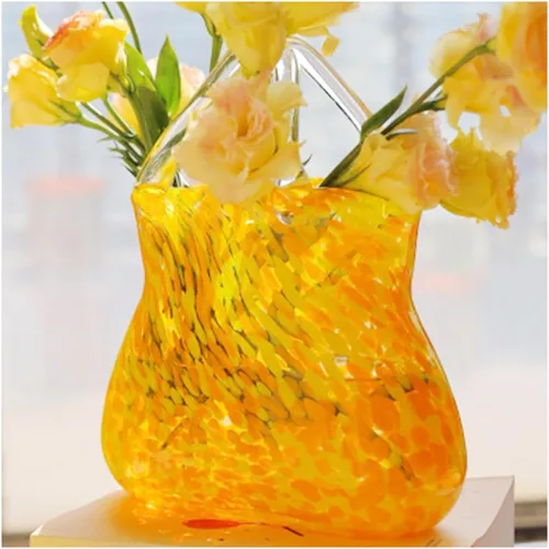 Vista 8 de Jarrón de cristal transparente, único florero para compras, florero con burbujas dentro del florero, florero de bolsa de vidrio para decoración