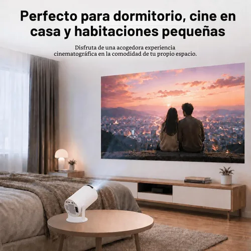 Vista 7 de Mini proyector HY300 Pro, proyector portátil Android 13 con WiFi y Bluetooth, compatible con video 4K, Keystone automático, rotación de 180°