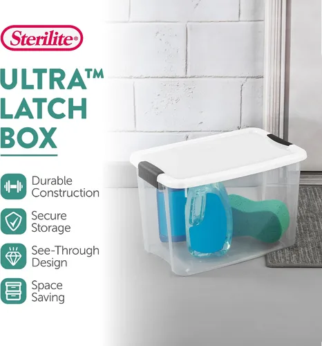 Vista 2 de Sterilite Caja Ultra Latch, 70 cuartos de galón, paquete de 4 con 30