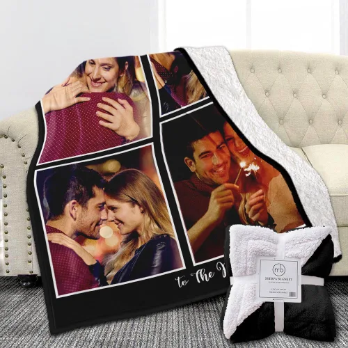 Vista 16 de Manta de Forro Polar Sherpa con Foto Personalizada - Suave, Cálida, Esponjosa - Regalos Personalizados para Parejas, Novio, Novia - Manta con Imagen