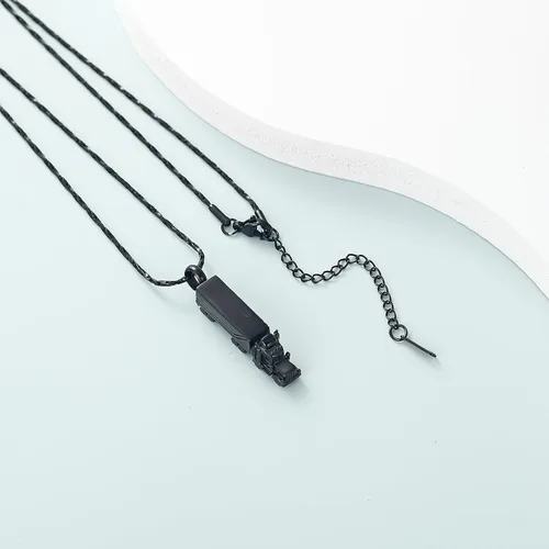 Vista 5 de Imrsanl Collar de urna para cenizas para hombres adultos de acero inoxidable con diseño de camión de 18 ruedas, joyería de cremación, colgante