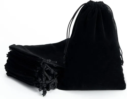 Vista 8 de Tendwarm 20 bolsas de terciopelo negro de tamaño mini de 3 x 3.9 pulgadas con cordón para joyas, bolsas de Navidad, regalos de boda
