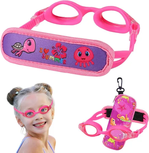 Vista 28 de Gafas de natación para niños de 2 a 6 años, gafas para niños sin jalar el cabello, gafas para niños con banda para la cabeza acolchada